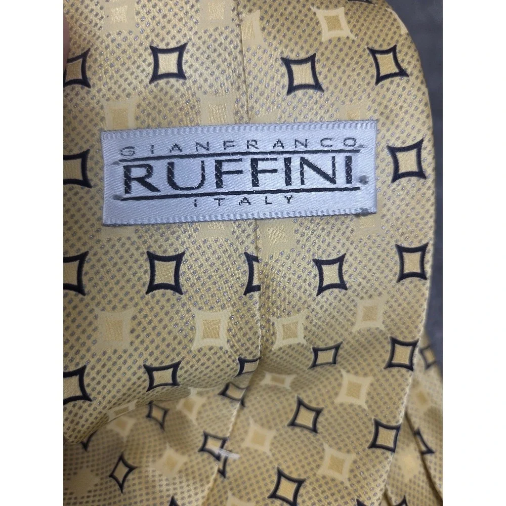 Retro Ruffini Men's‎ Neck Tie Yellow Geometric Classy Sexy Silk 3.75/60